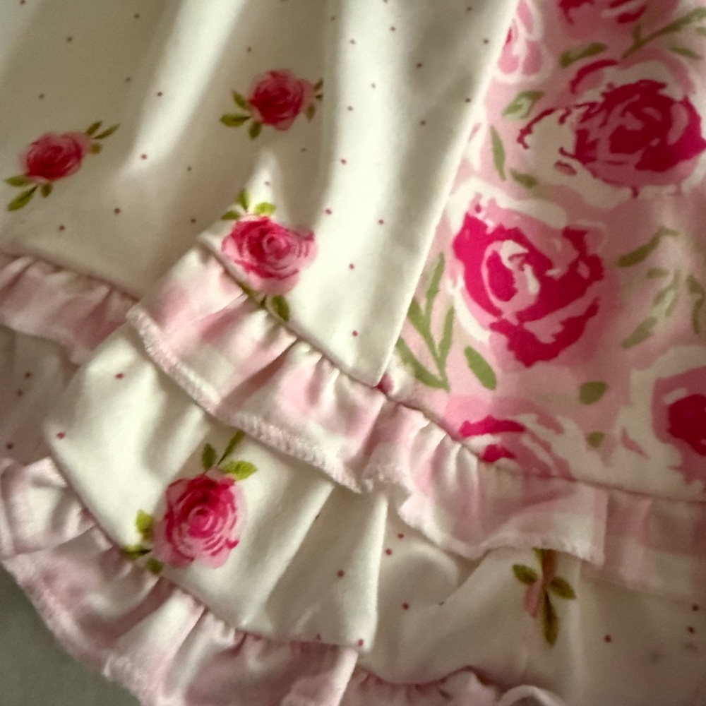 Boutique White Pink Red Roses Flowers Dots Gingham Ruffles Girls Dress 14/16 - Picture 8 of 9